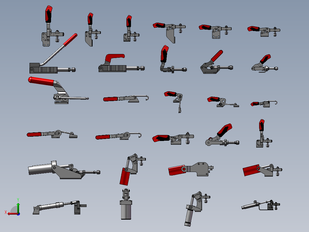 快速夹钳模型设计总汇 3D图 机械设计素材3D模型参考资料后视图