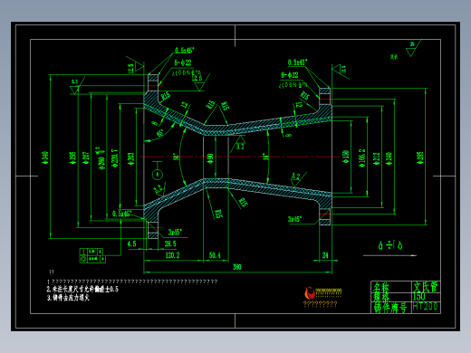 低压气力输送重要部件φ150文丘里管制作图