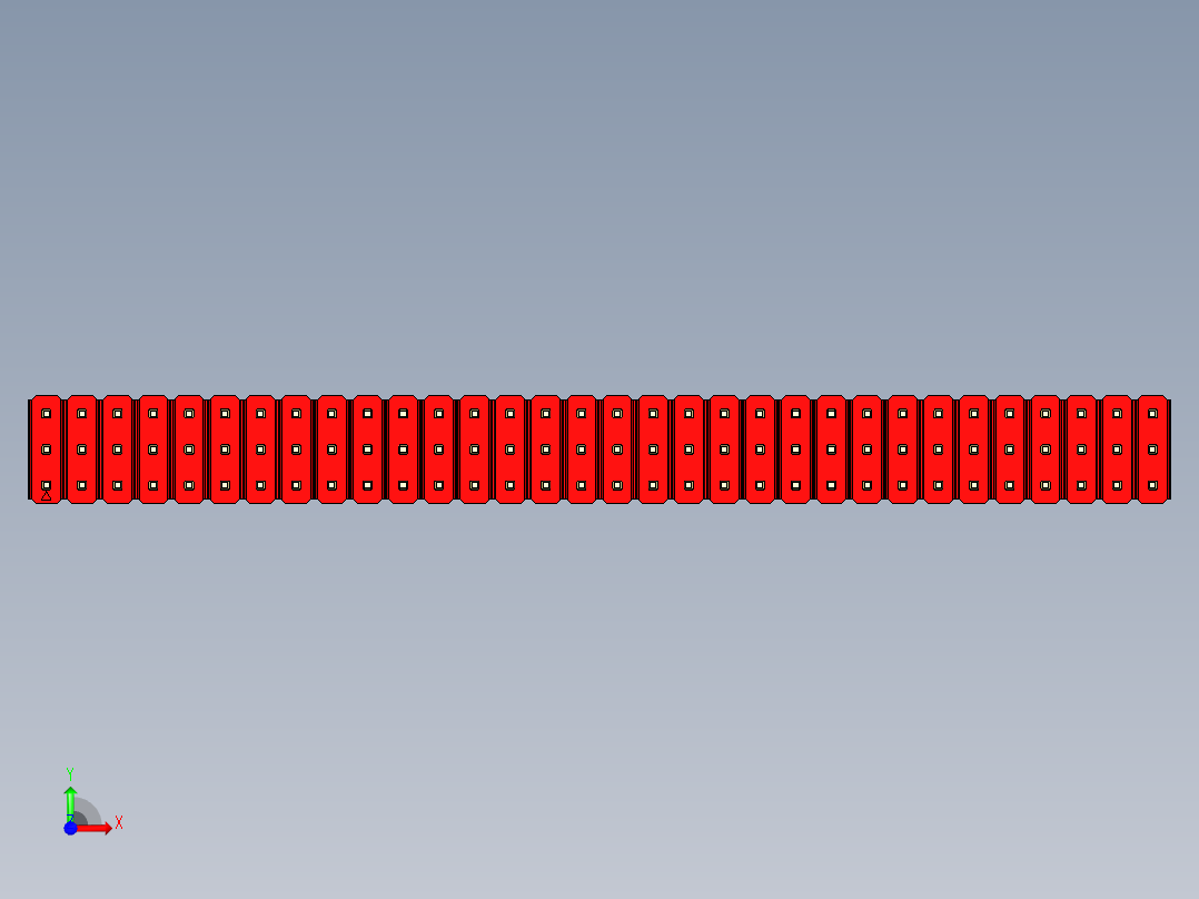 彩色公头100mil（2.54mm）系列-DS1021_red_3x32p_100mil_Type43_rev1.0前视图