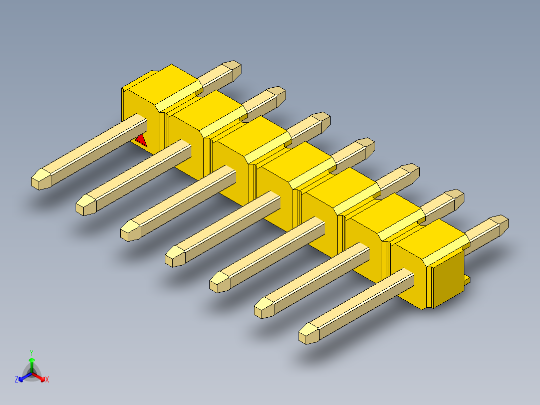 彩色公头100mil（2.54mm）系列-DS1021_yellow_1x07p_100mil_Type1_rev1.0主视图