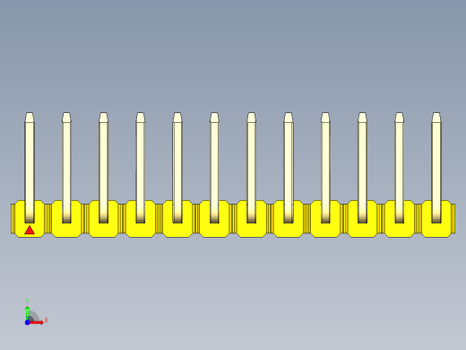 彩色公排针 100mil 2.54mm 系列-DS1022_yellow_12p_100mil_TypeU_rev1.0前视缩略图