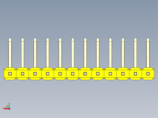 彩色公排针 100mil 2.54mm 系列-DS1022_yellow_12p_100mil_TypeU_rev1.0后视缩略图
