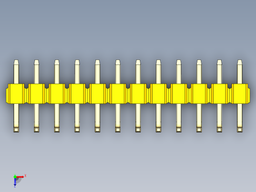 彩色公排针 100mil 2.54mm 系列-DS1022_yellow_12p_100mil_TypeU_rev1.0俯视缩略图