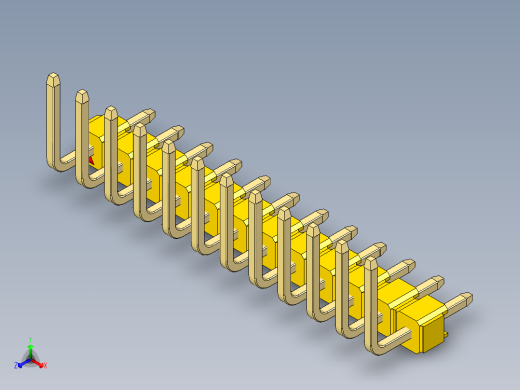 彩色公排针 100mil 2.54mm 系列-DS1022_yellow_12p_100mil_TypeU_rev1.0正等轴测缩略图
