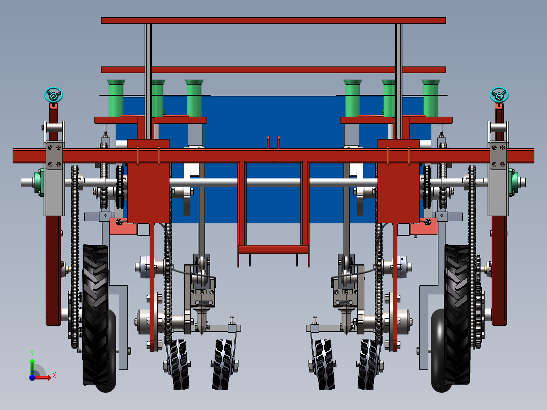 全自动秧苗移栽机前视图