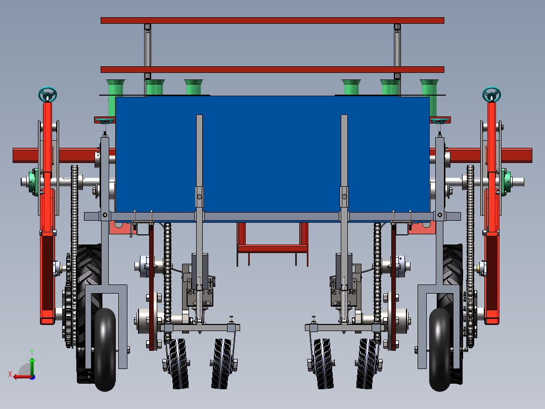 全自动秧苗移栽机后视图