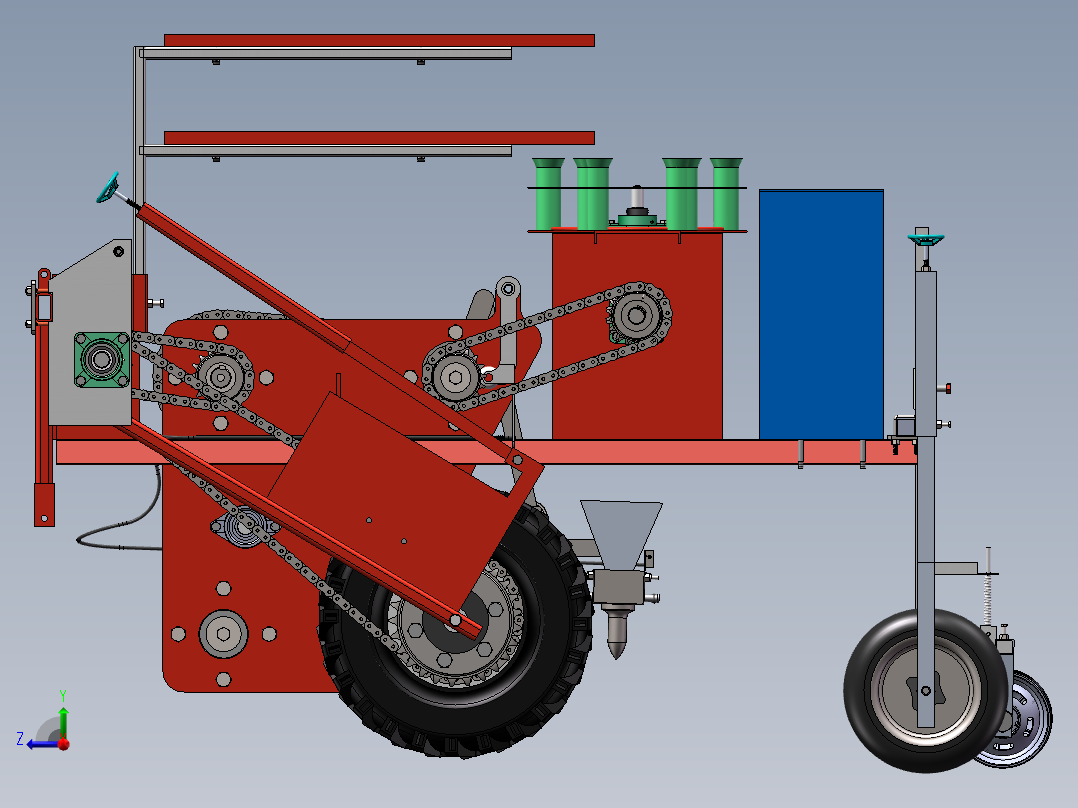 全自动秧苗移栽机右视图