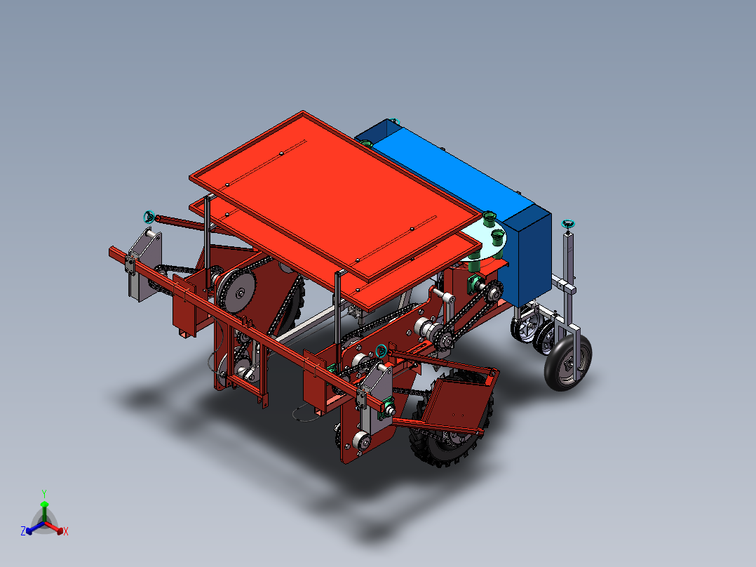 全自动秧苗移栽机正等轴测图
