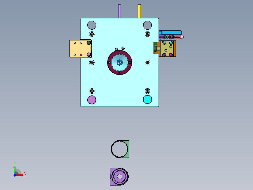 ABS塑料外壳双色注塑塑料模前视图