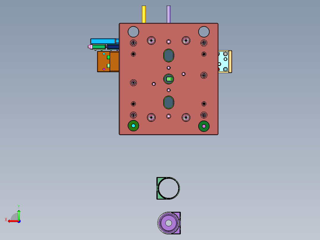 ABS塑料外壳双色注塑塑料模后视图
