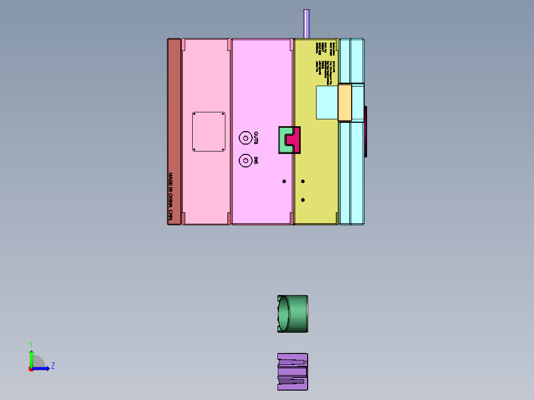 ABS塑料外壳双色注塑塑料模左视图