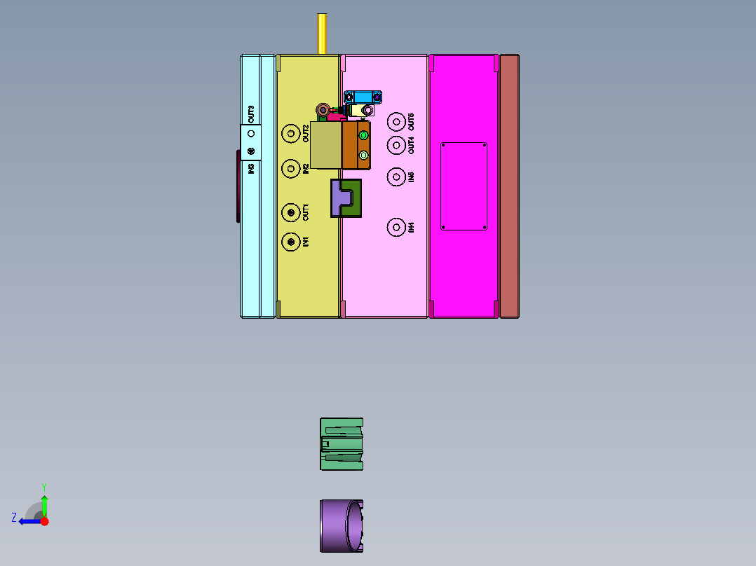 ABS塑料外壳双色注塑塑料模右视图
