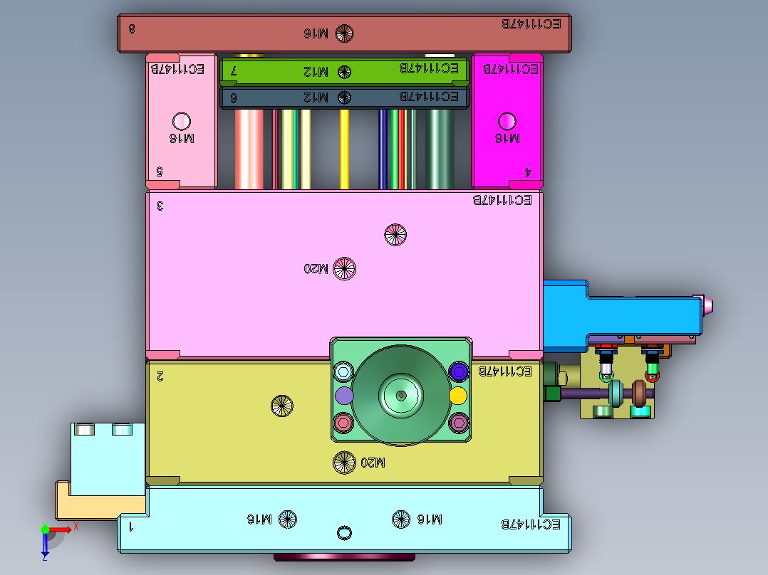 ABS塑料外壳双色注塑塑料模俯视图