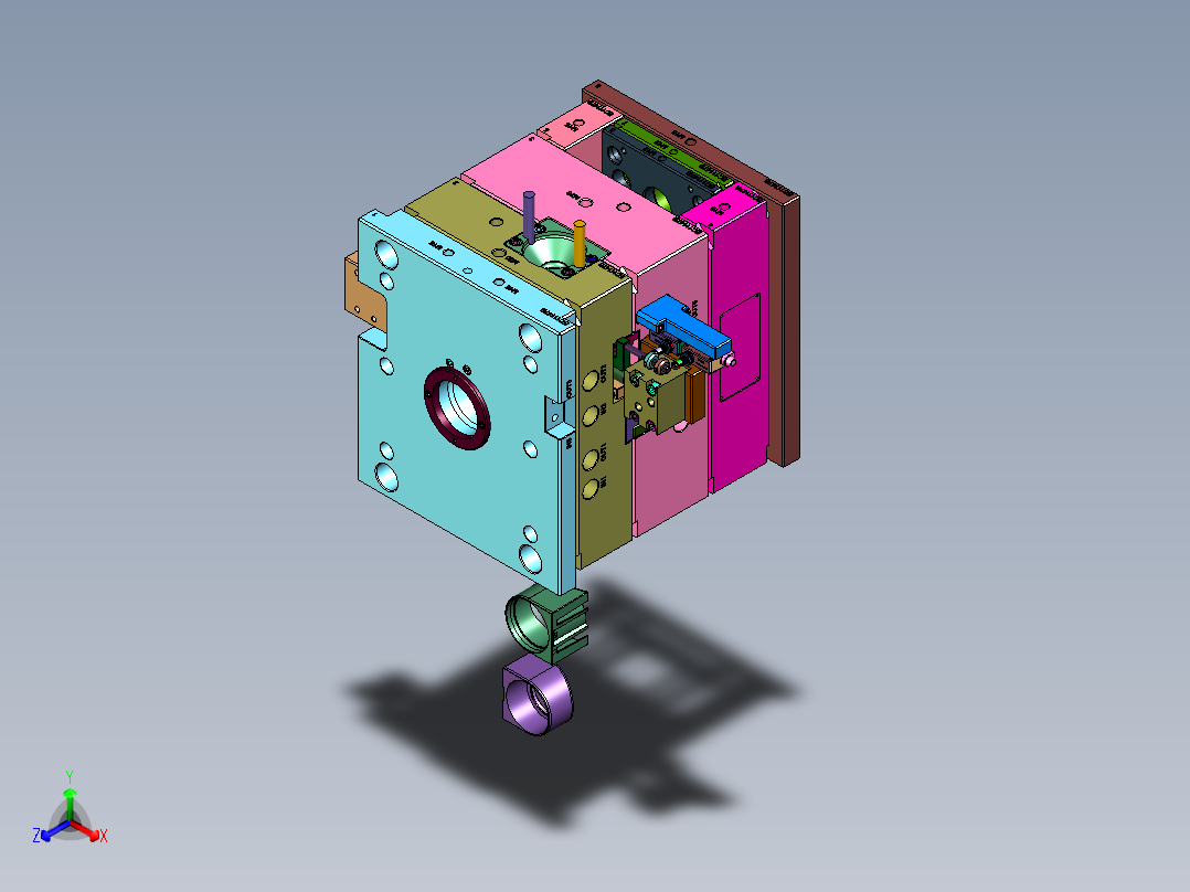 ABS塑料外壳双色注塑塑料模正等轴测图