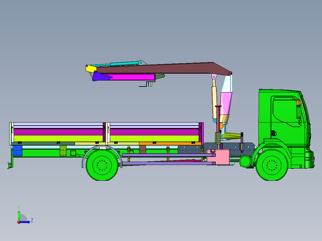 全地形平板自备吊随车吊左视图