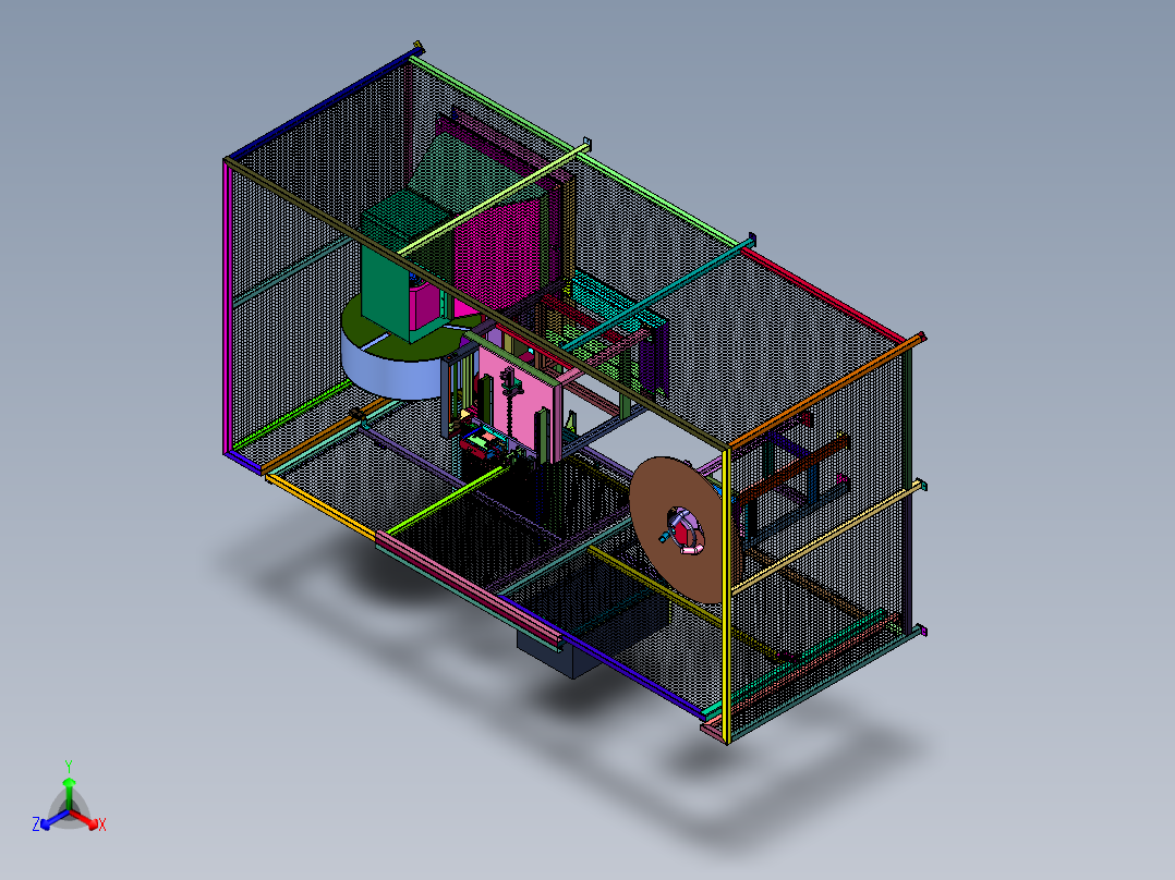 保护加工用包缠绕膜大型复卷机正等轴测图