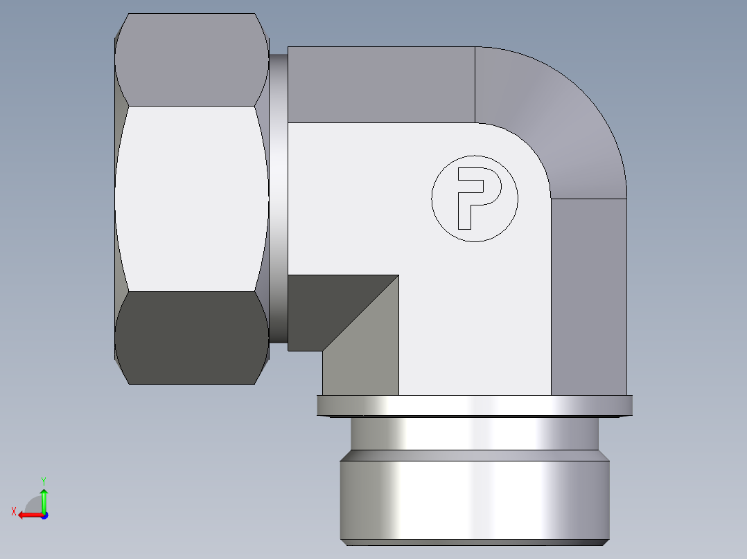 卡套式工业通用硬管接头EO_Male_stud_elbow_WE35LR71后视图