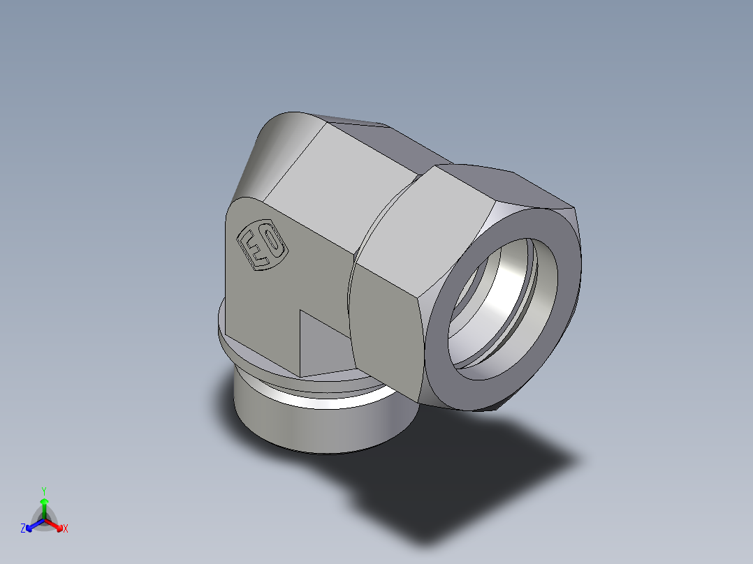 卡套式工业通用硬管接头EO_Male_stud_elbow_WE35LR71正等轴测图