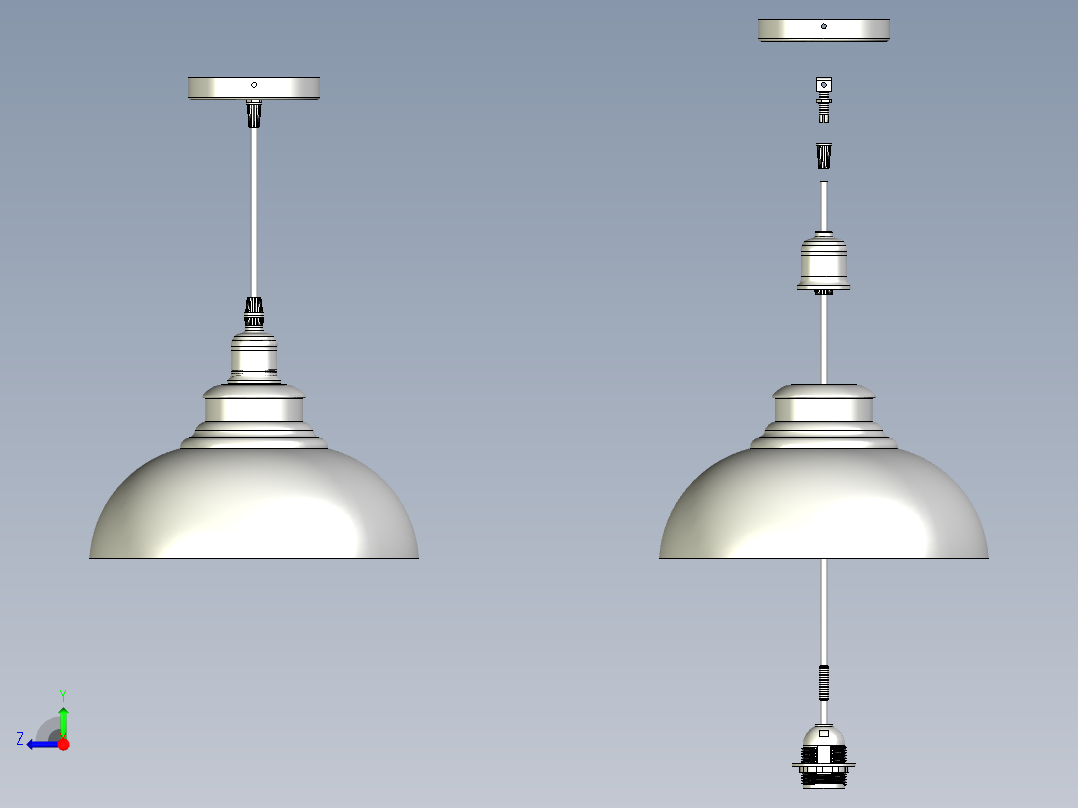 一款吊灯模型右视图