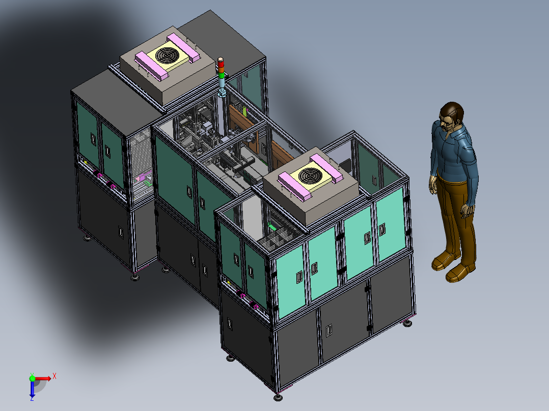 玻璃白片检测自动收放盘分拣机（sw15可编辑+工程图）俯视图