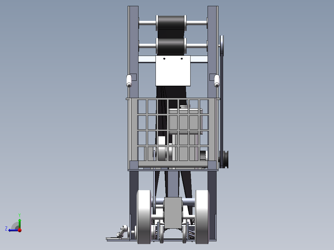 韭菜收割机（sw21可编辑+cad+说明书）右视图