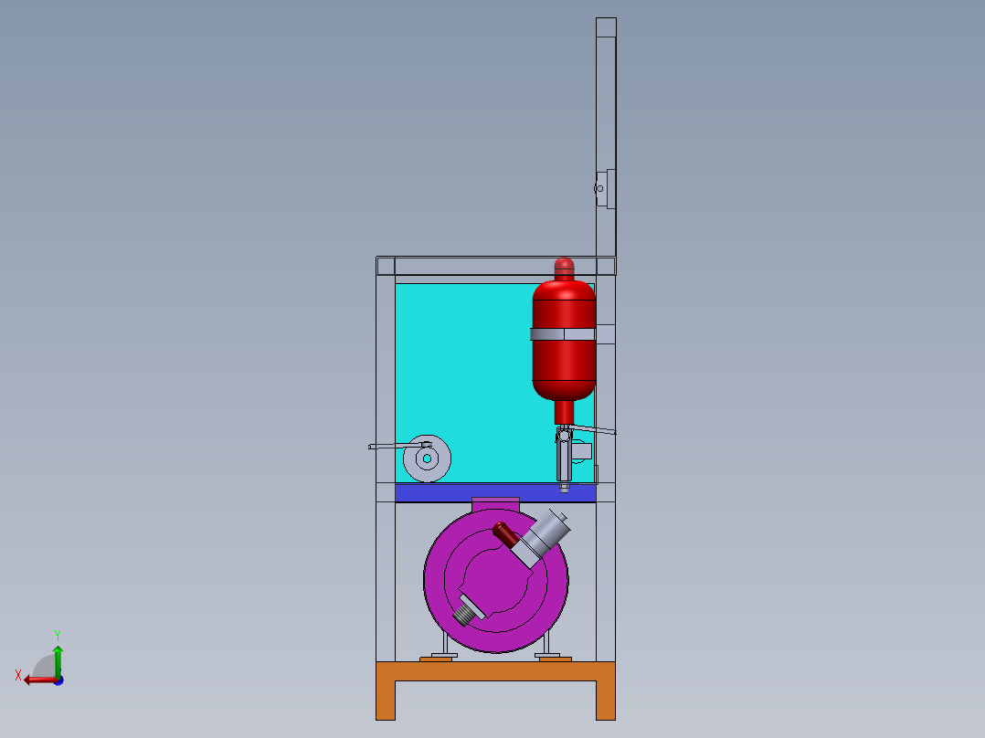 测试泵和气缸的液压装置后视图