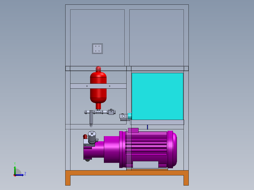测试泵和气缸的液压装置左视图