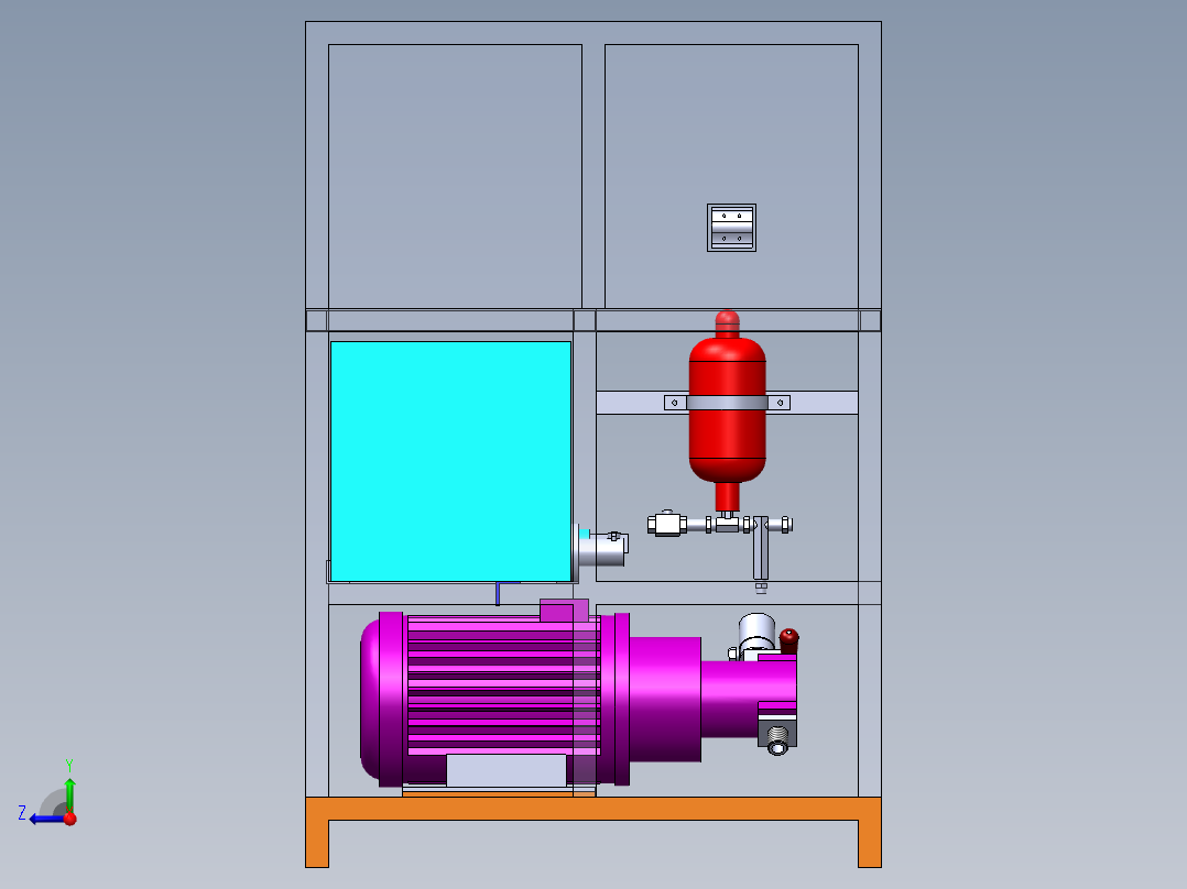 测试泵和气缸的液压装置右视图