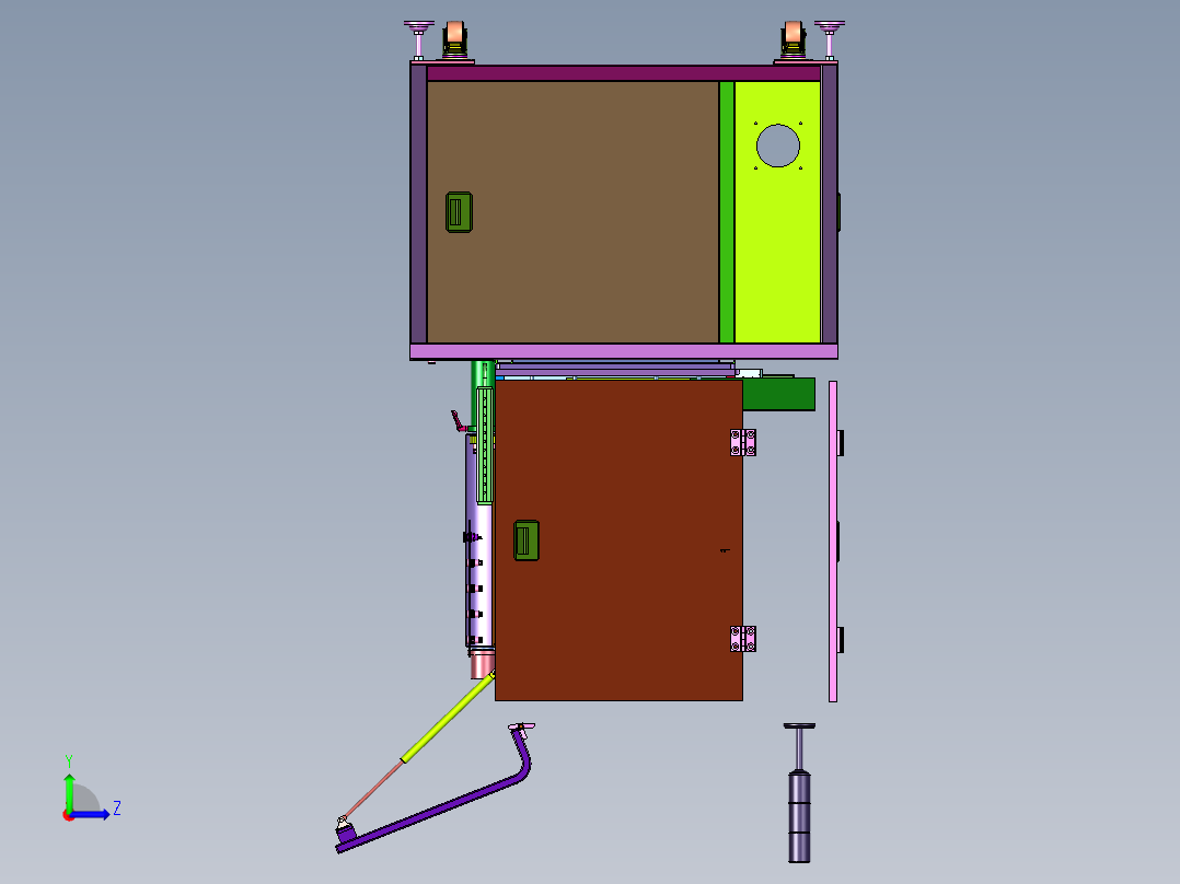 水口用立式铣床铣削装置左视图