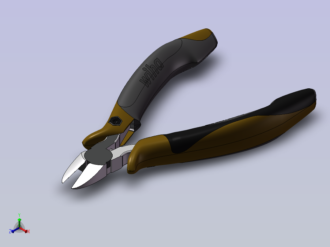 Wiha 32710斜口钳3D图纸 IGES STEP格式正等轴测图
