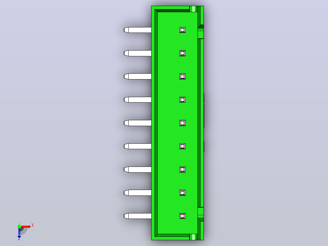 绿色JST XH 9针连接器P 2 54mm成角度俯视图