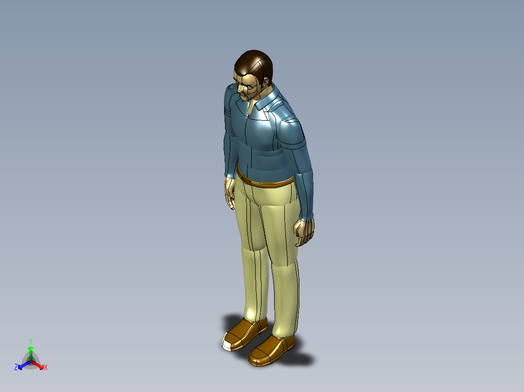 身高180mm人体站立模型3D图纸 STP格式