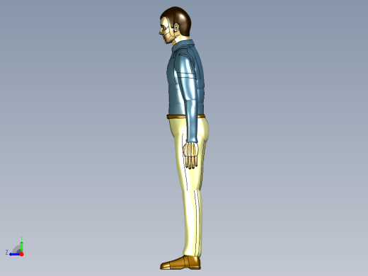 身高180mm人体站立模型3D图纸 STP格式右视缩略图