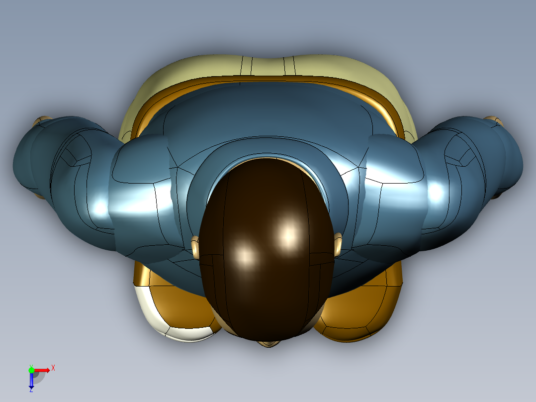 身高180mm人体站立模型3D图纸 STP格式俯视图