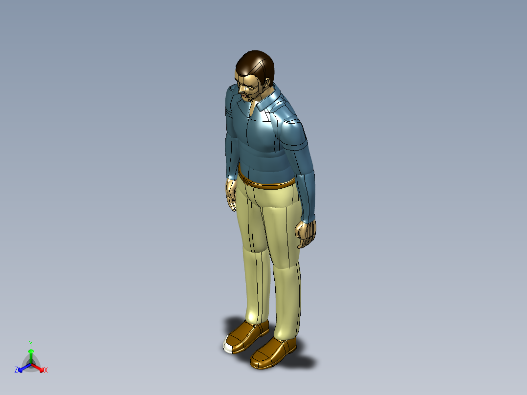 身高180mm人体站立模型3D图纸 STP格式正等轴测图