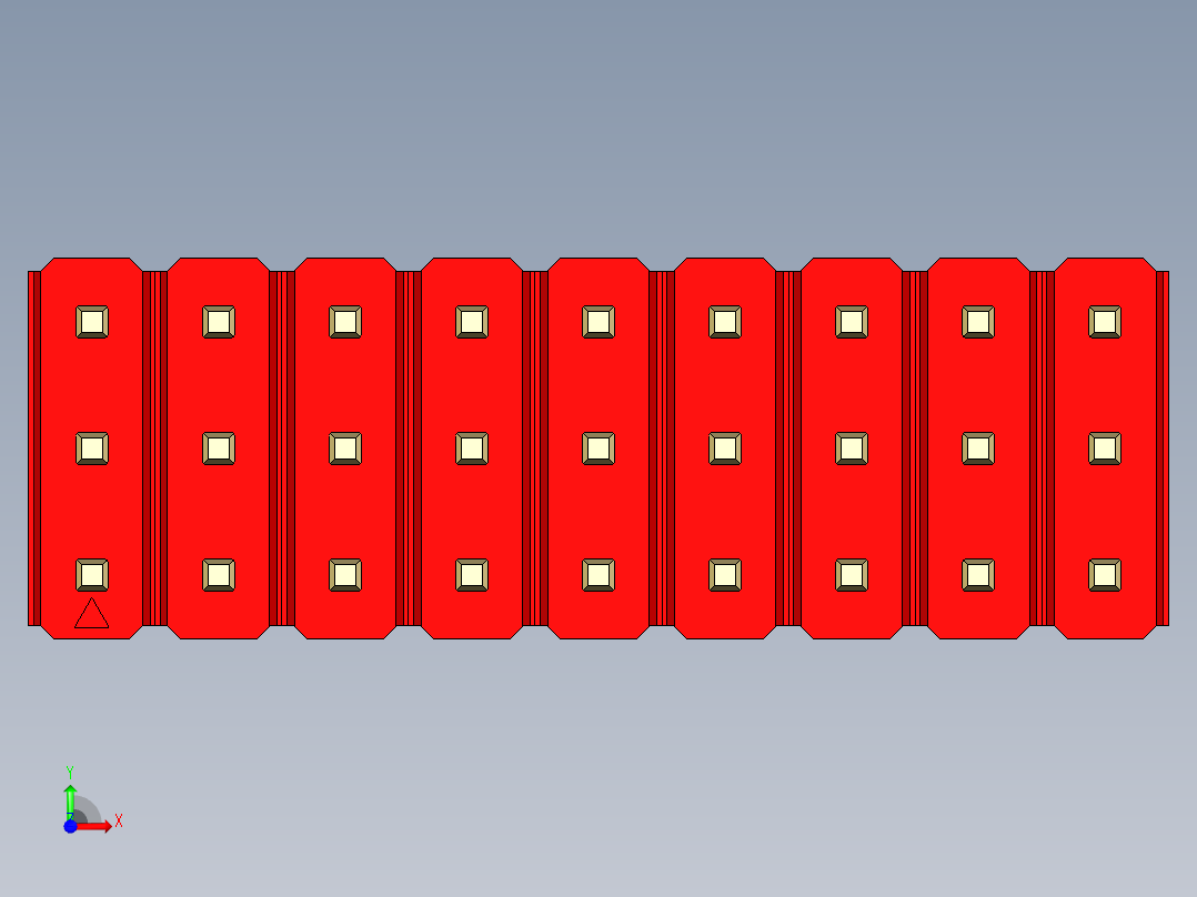 彩色公头100mil（2.54mm）系列-DS1021_red_3x09p_100mil_Type43_rev1.0前视图