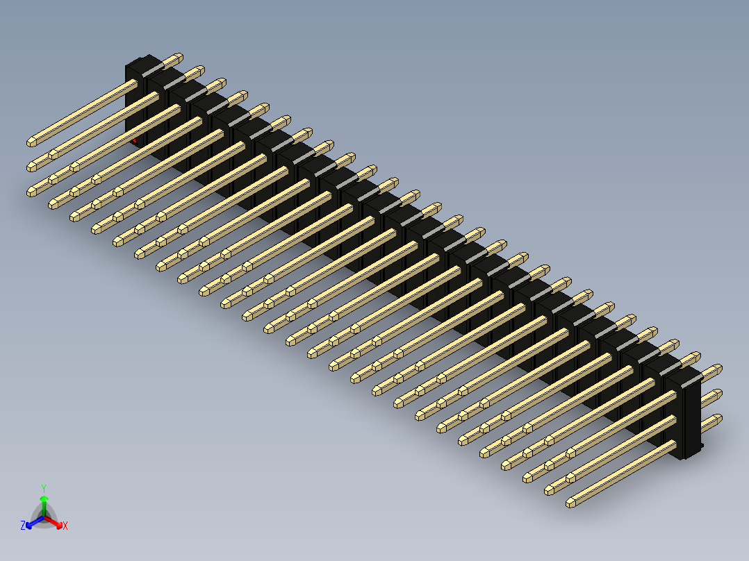彩色公头100mil（2.54mm）系列-DS1021_black_3x26p_100mil_Type5_rev1.0主视图