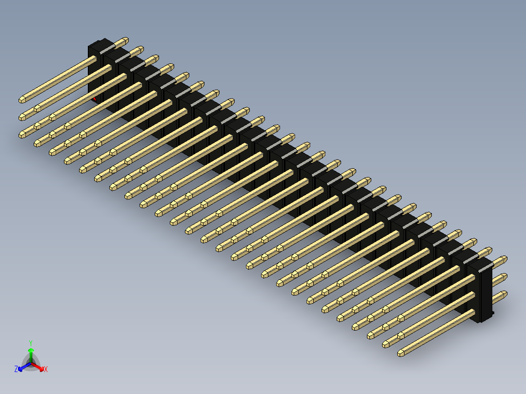 彩色公头100mil（2.54mm）系列-DS1021_black_3x26p_100mil_Type5_rev1.0正等轴测图