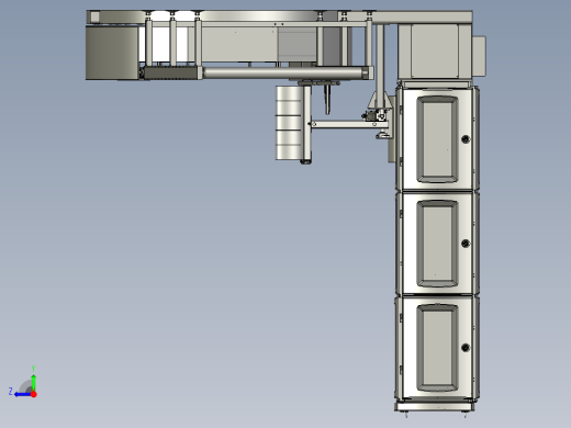 在线式围膜缠绕机配输送线 三维膜图纸设计右视缩略图