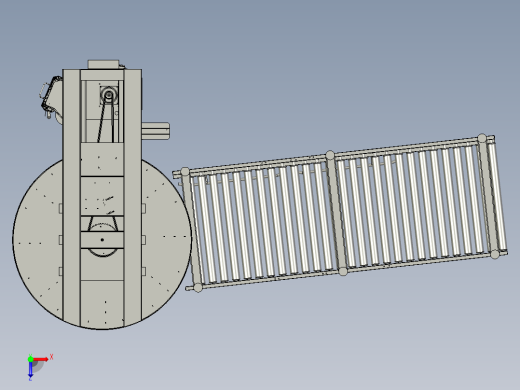 在线式围膜缠绕机配输送线 三维膜图纸设计俯视缩略图