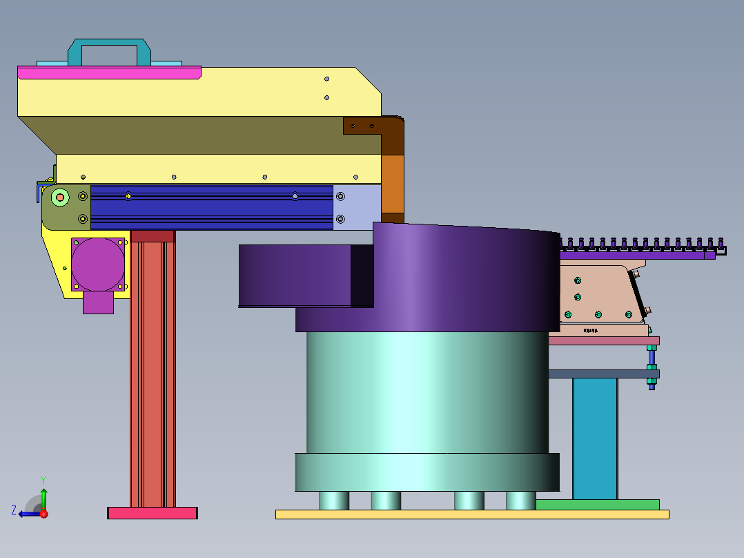 带料仓式振动盘上料机右视图