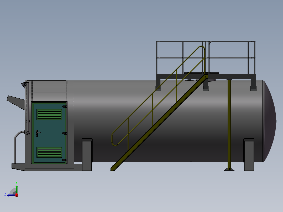 压力容积、30立方米储油罐右视图