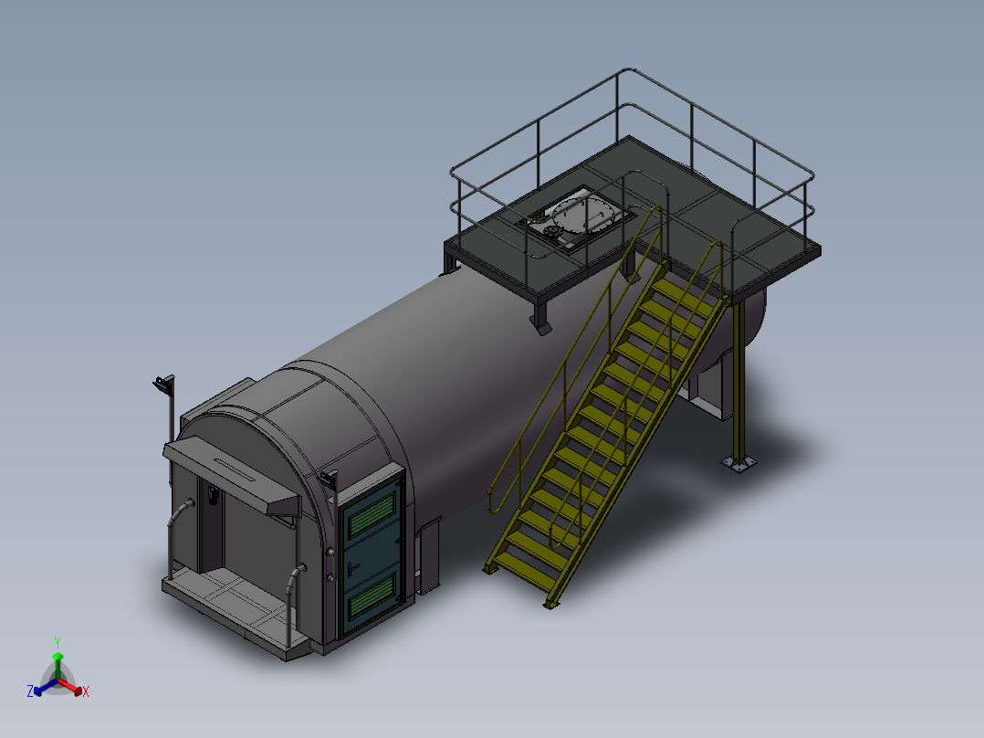 压力容积、30立方米储油罐正等轴测图