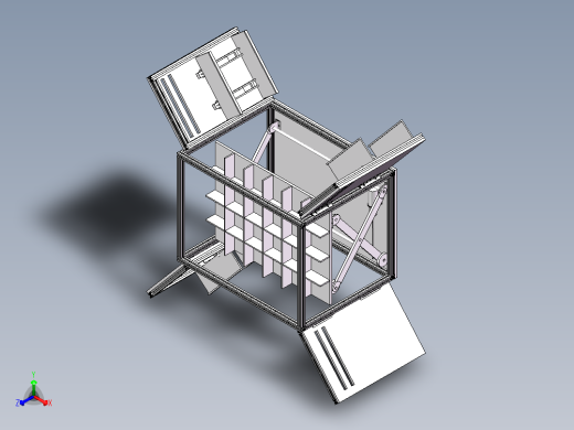 货架、可升降式多层箱体物流小车正等轴测缩略图