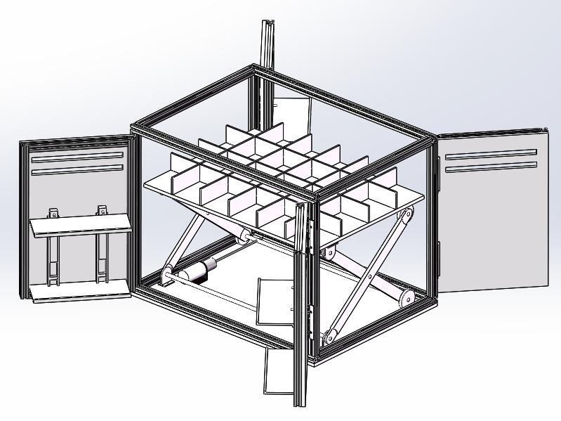 货架、可升降式多层箱体物流小车