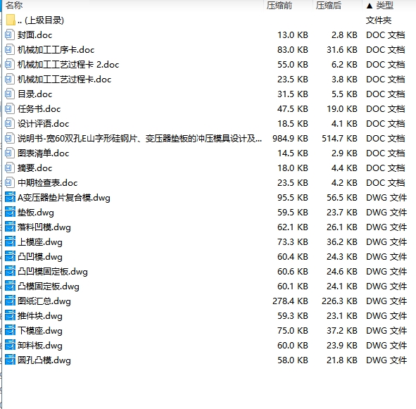宽60双孔E山字形硅钢片、变压器垫板的冲压模具设计及工艺-冲孔落料复合模含11张CAD图