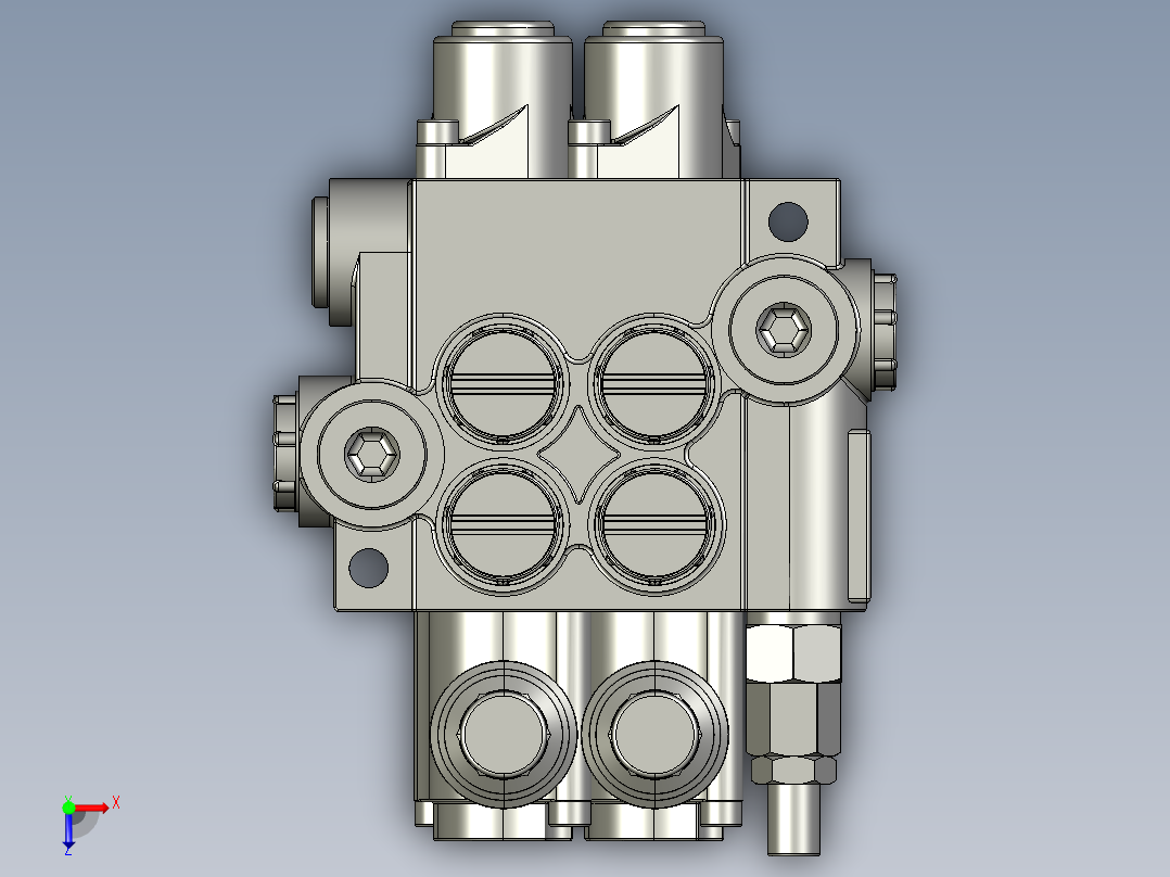 多路阀手动换向阀液压分配器俯视图