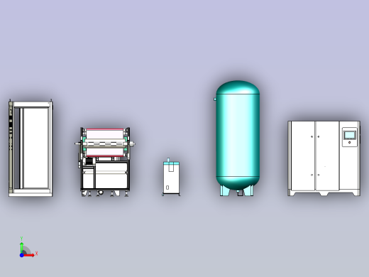 熔喷布设备图纸3D设备模型前视缩略图