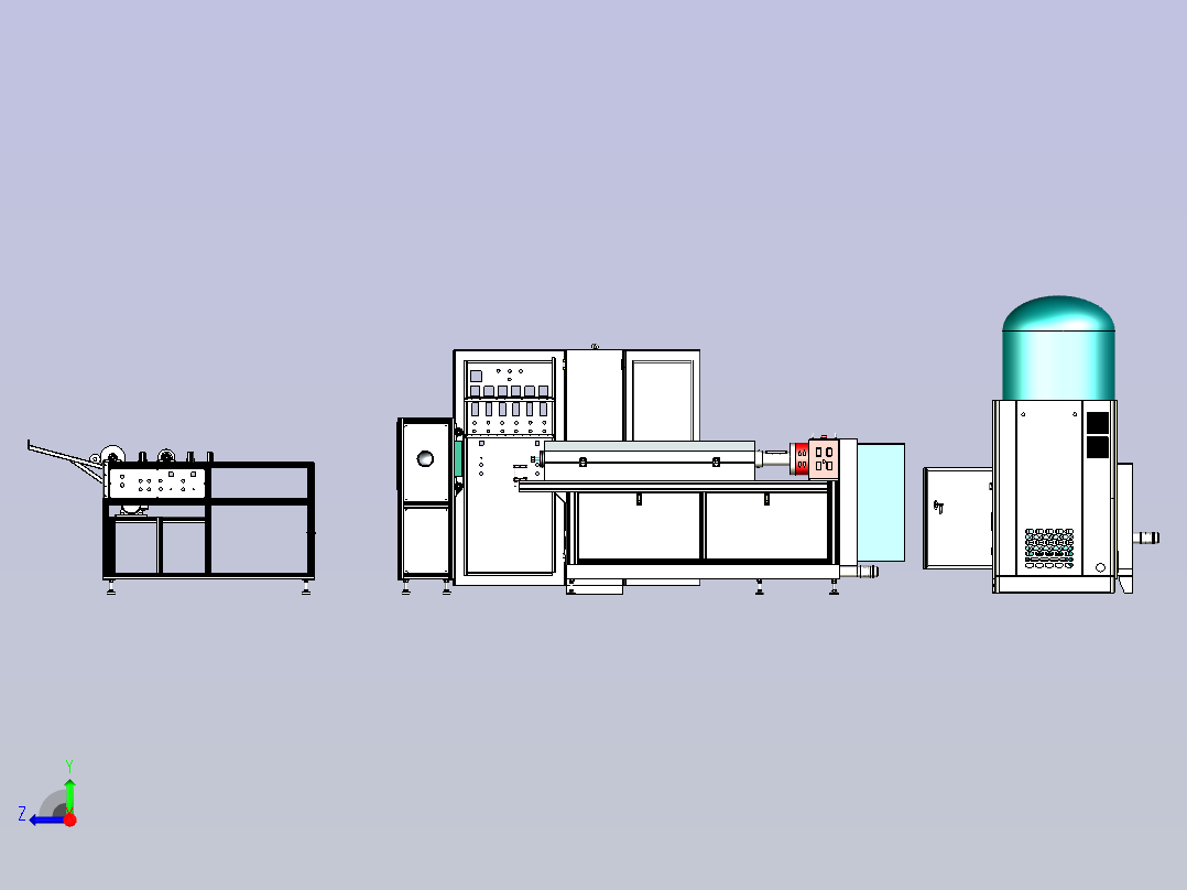熔喷布设备图纸3D设备模型右视图