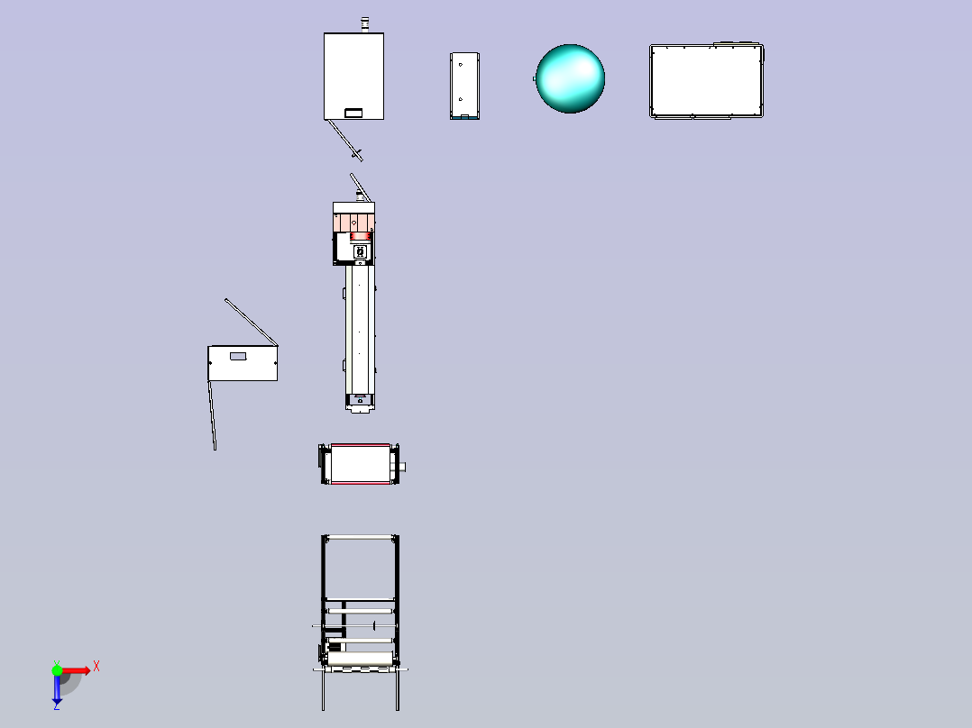 熔喷布设备图纸3D设备模型俯视图